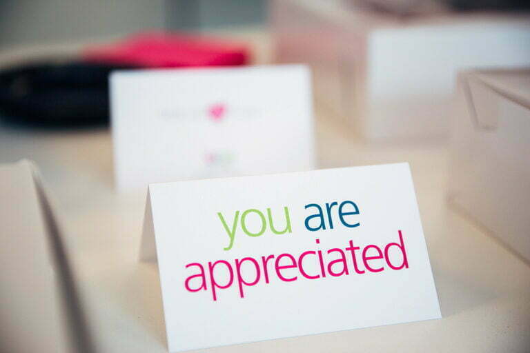 picture of a card saying: "you are appreciated"